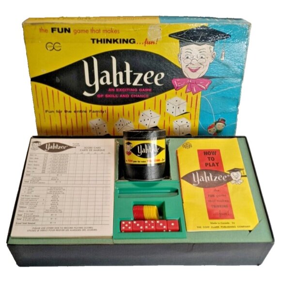 Vintage 1967 Original Yahtzee Game E.S. Lowe Company Copp Clarke with Score Pad - Picture 3 of 9